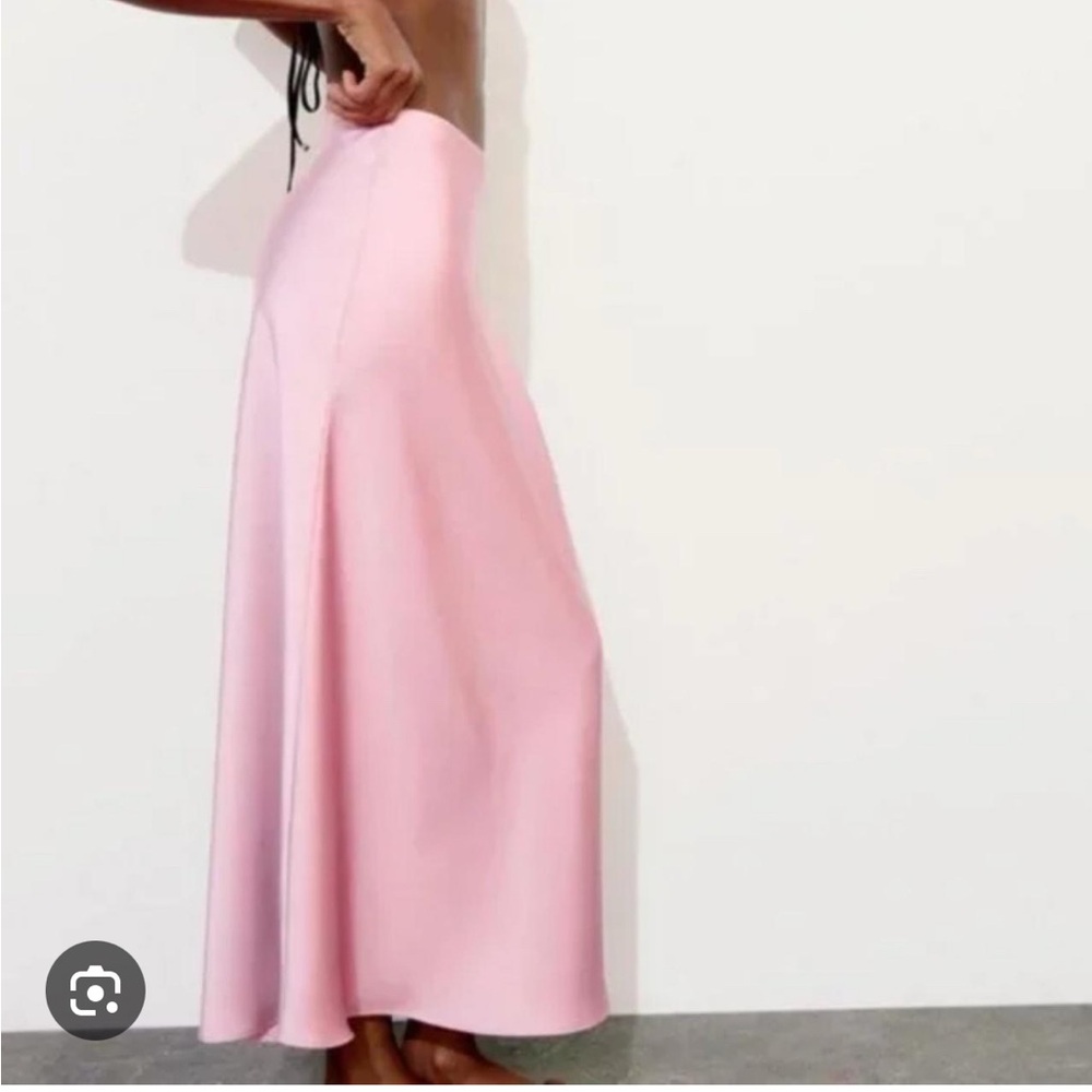 Zara Pink Satin Maxi Skirt